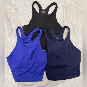 3-Pack Athleta CONSCIOUS CROP BIKINI TOP Size M Cups A-C, Black, Navy, Royal